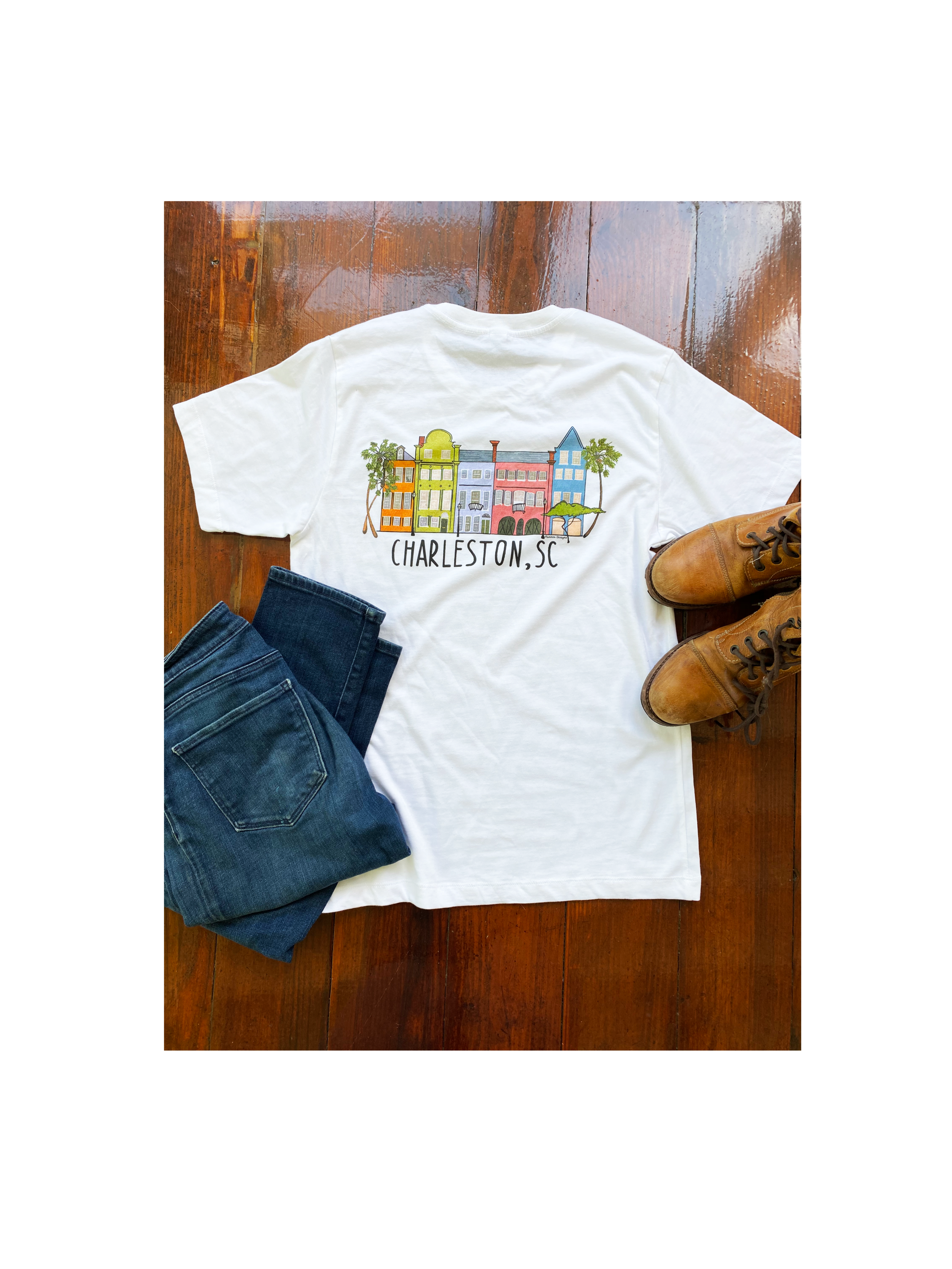 Colorful Rainbow Row T-Shirt — Indigo
